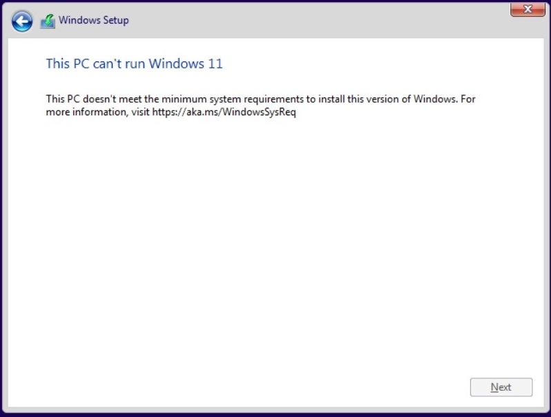 Windows System Requirements not met